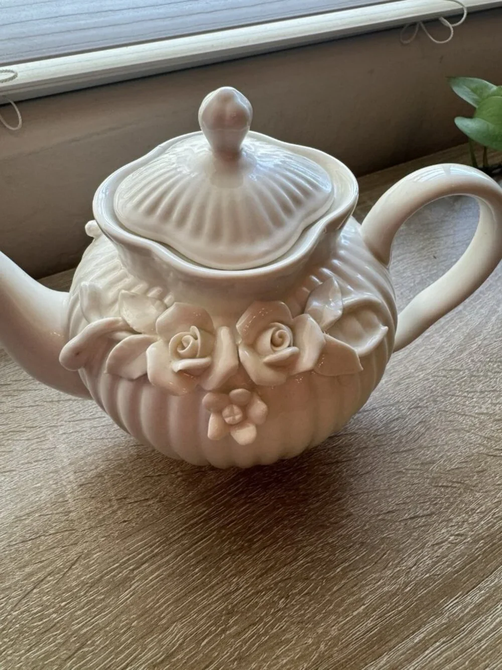 Graces Tea Ware Collection Teapot White Floral Glazed  Porcelain  24 oz.
